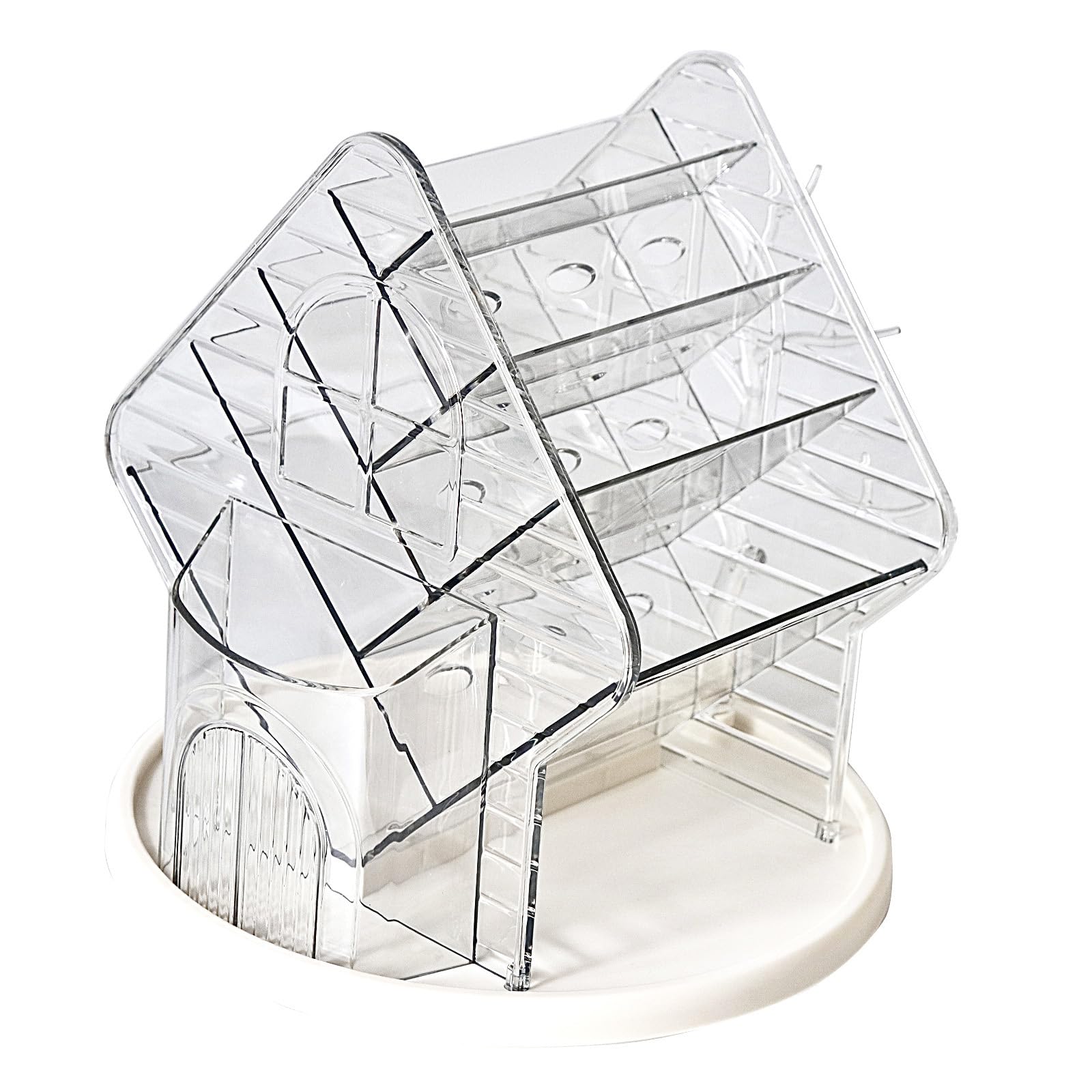 LIUZIKUN 360 Rotating Makeup Organizers Clear Cosmetic Storage Holder Tray Jewelry Hanger Rack For Vanity And Bathroom Desktop
