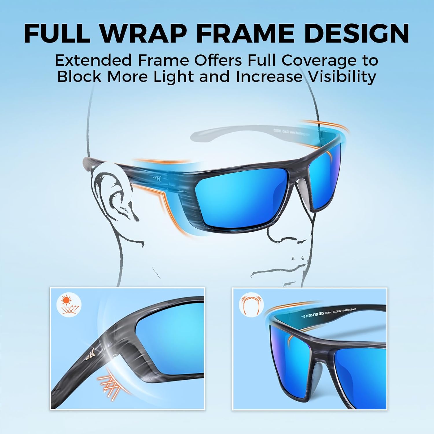 KastKing Huzzah Polarized Sport Sunglasses for Men and Women, Ideal for Driving Fishing Cycling and Running,UV Protection - Image 4