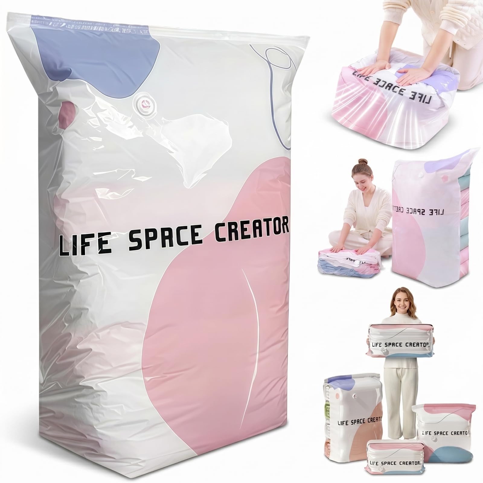 2026 New No-Pump 3D Vacuum Storage Bags - 3-Sec Fast Compression - Press and Seal No Vacuum Bags, Reusable Space Saver Cube Compression Bag for Bedding, Clothing, Quilts & Travel Storage (A,1PC)