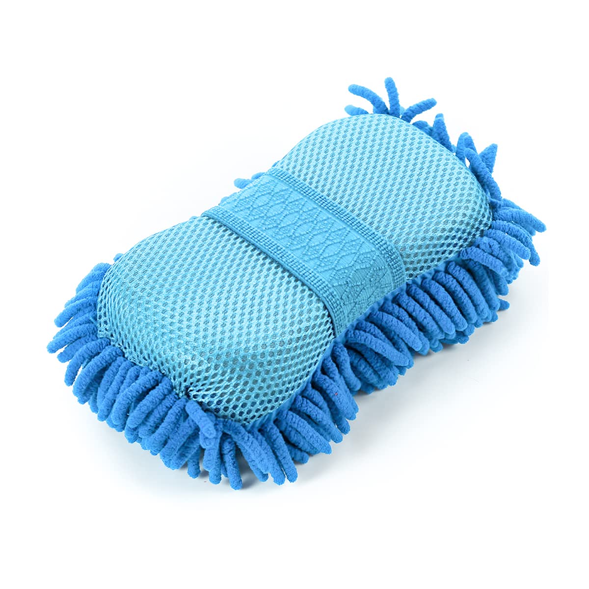 AICEL Car Wash Mitt, Premium Chenille Microfiber Wash Sponge, Two Sided Lint and Scratch-Free Ultra Absorbent Cleaning Glove, Sponge Washing Tools for Truck, SUV, RV, Boat, and Motorcycle (Sky Blue)