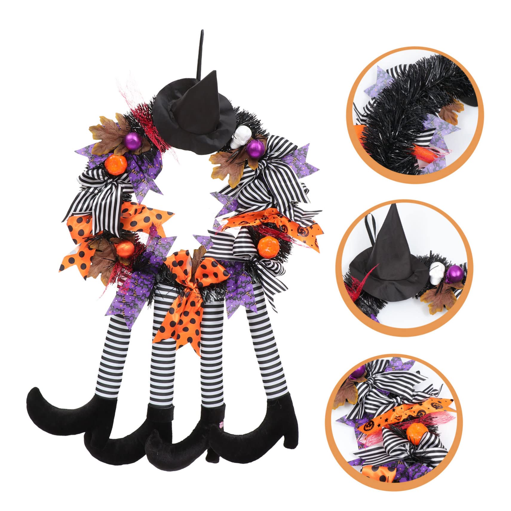 1stück Halloween-Kranz Mit Kürbis-Skelett- Hängende Wanddekoration Für Tür Gruselige Fotorequisiten Für Halloween-feiern Und Festlichkeiten Geeignet Für Innen Und