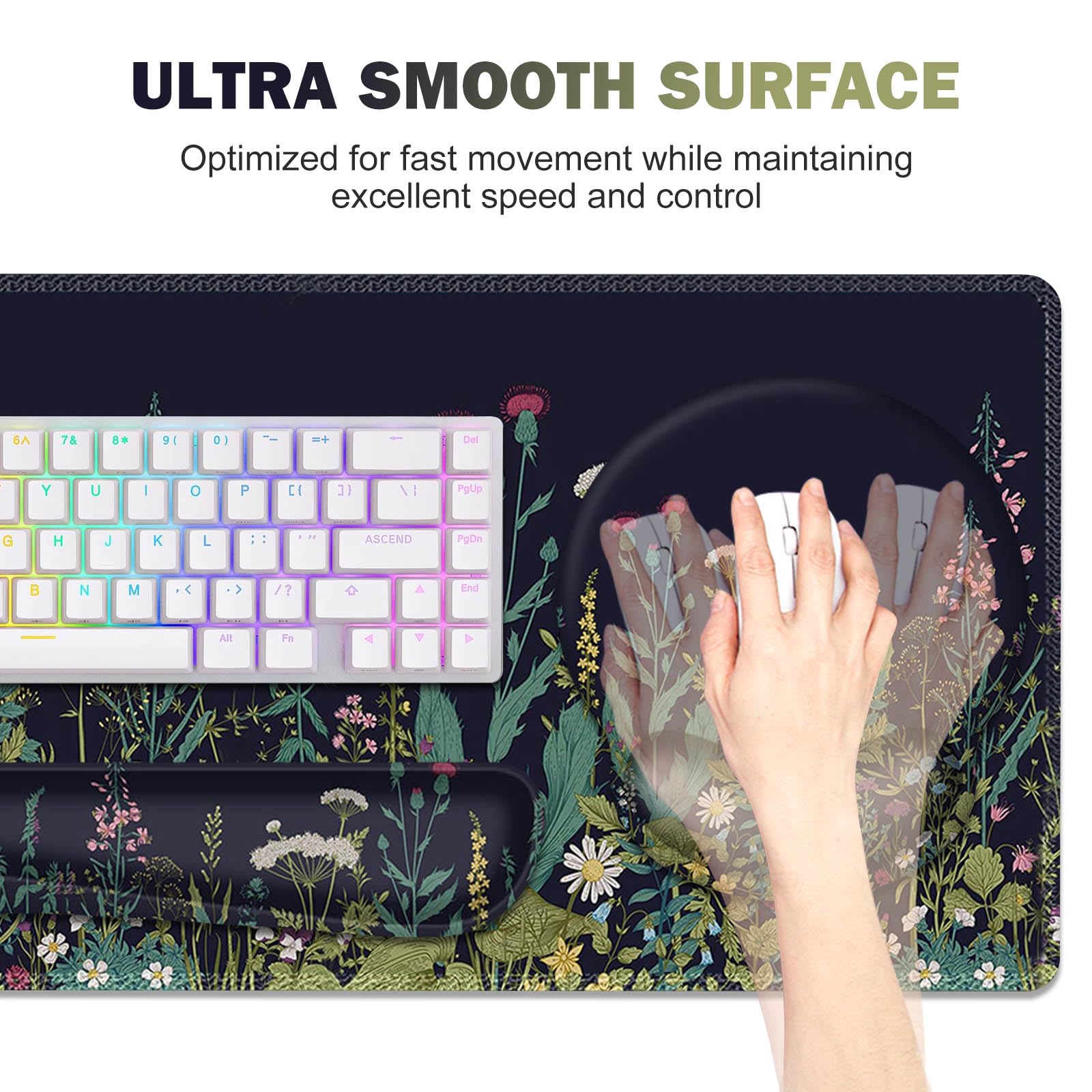 ToLuLu Tappetino da scrivania, grande tappetino per mouse XXL con supporto per il polso, tappetino per mouse 4 in 1, tappetino per mouse ergonomico con poggiapolsi + poggiapolsi per tastiera,