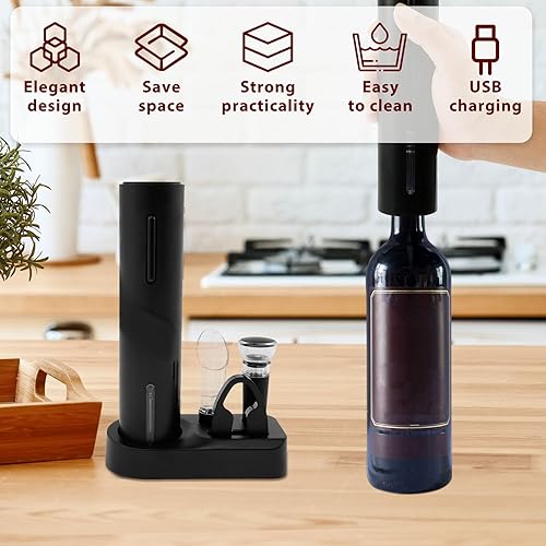Miniatura 6 de Abrebotellas eléctrico de 4 piezas, abridor de vino eléctrico ABS, sacacorchos eléctrico recargable, abridor de botellas eléctrico de vida