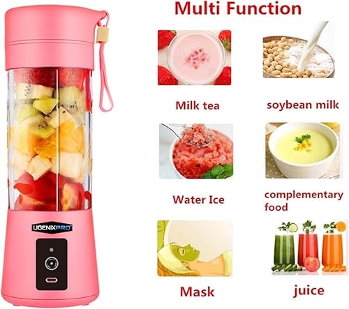 Miniatura 2 de Generic Licuadora portátil, morado, recargable por USB, accesorio desmontable, capacidad de 12.8 fl oz