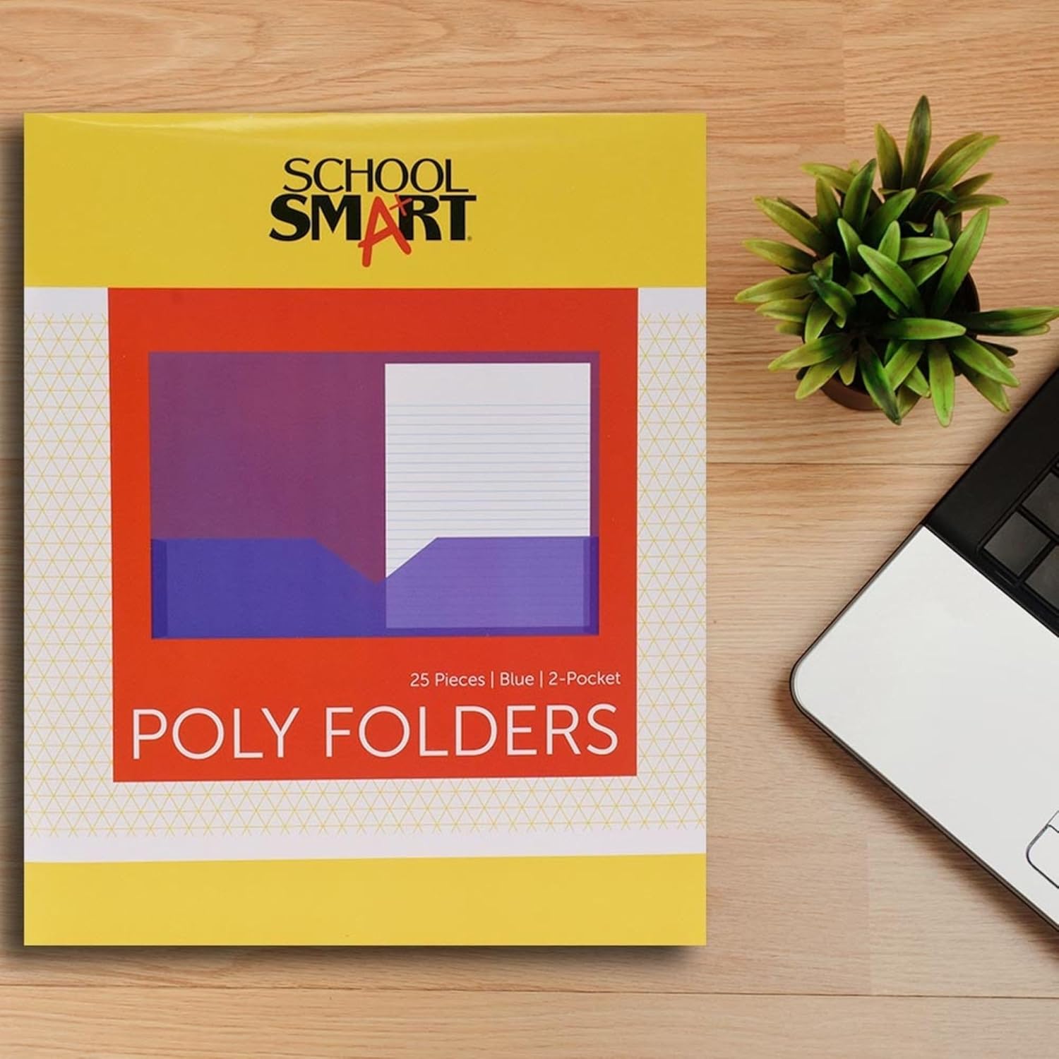 School Smart 2-Pocket Poly Folders, Blue, Pack of 25