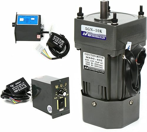 Miniatura 20 de Motor de engranaje de 110 V CA Motor reversible + controlador de velocidad variable Motor de velocidad ajustable monofásico 1:10, motor de reducción