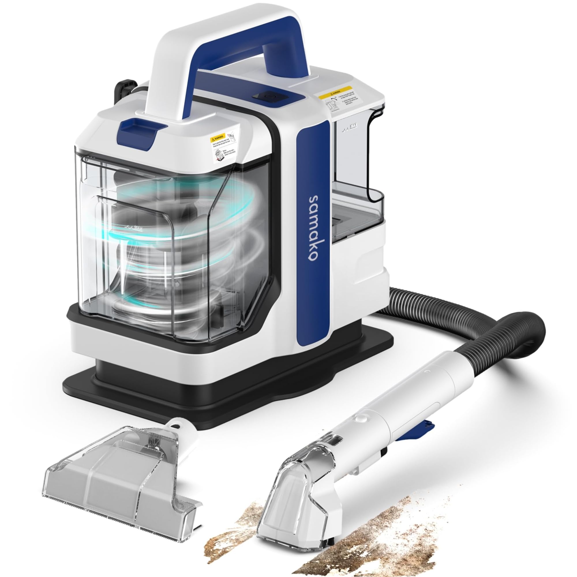 Samako Detergente per tappeti – Dispositivo portatile compatto per tappeti e divani, potente motore da 400 W, 2 serbatoi d'acqua extra grandi, adatto per tutti i tipi di tessuto