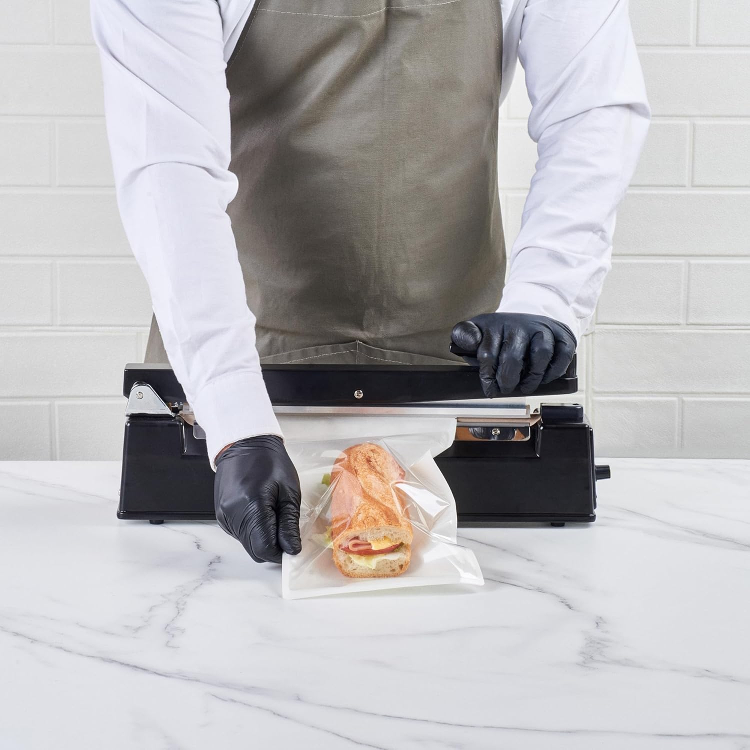 Restaurantware Bag Tek 11.5 Inch Heat And Seal Sample Bags 100 Large Heat Seal Bags - Clear Window Heat Sealable White Plastic Heat Sealable Bags Leak-Resistant For Sandwiches Or Snacks