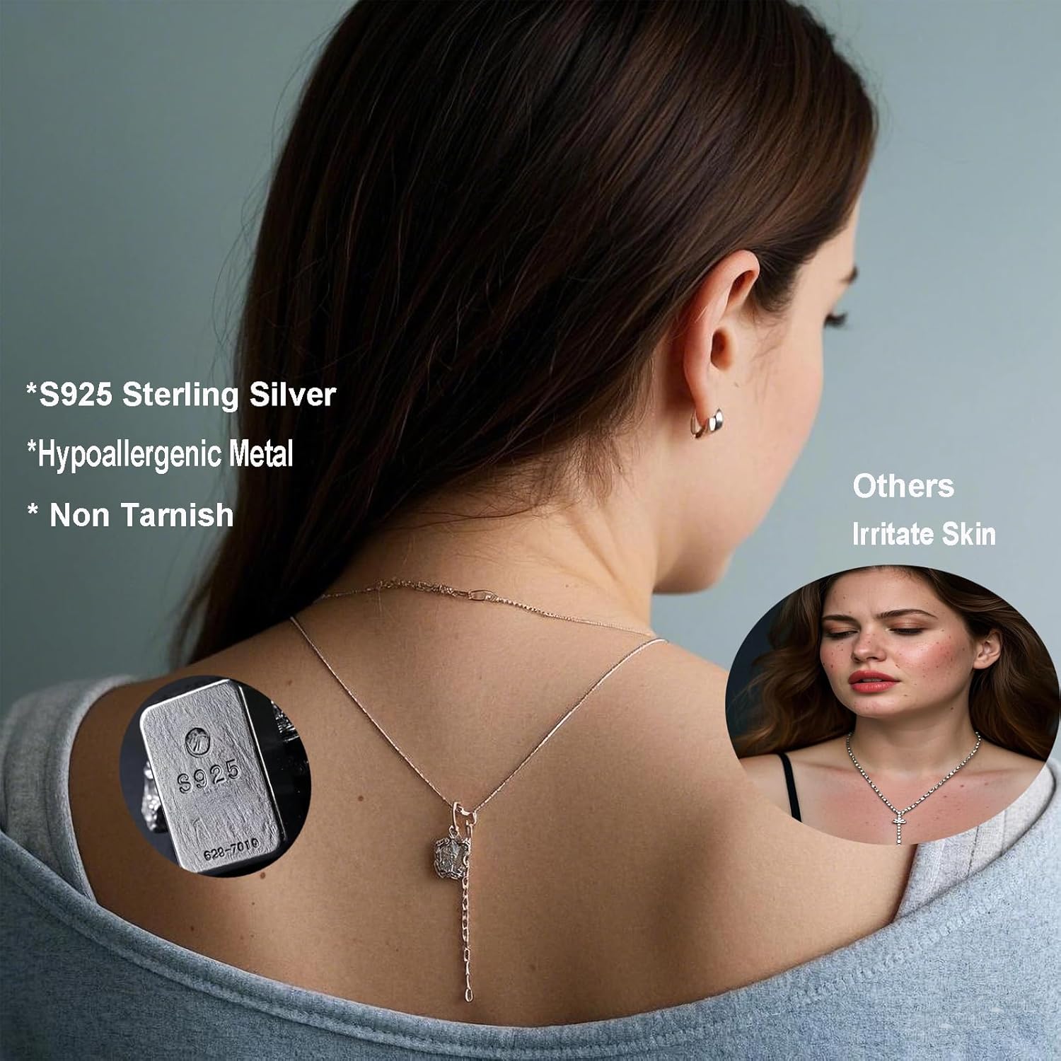 Necklace Extender Sterling Silver for Women 925 Bracelet Safety Security Extension Chain for Dainty Jewelry 2.4" Length - Image 5