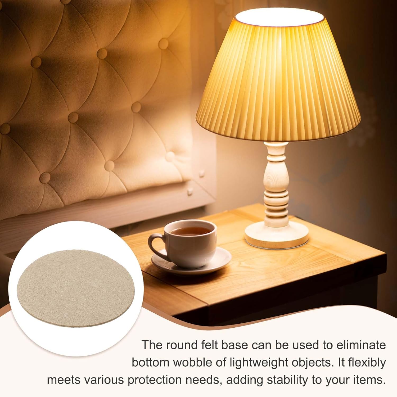uxcell 6Pcs Lamp Base Felt, 2 Inch Dia 2mm Thick Adhesive Round Soft Felt Furniture Pads, Non-Slip Anti-Scratch Backed for Reading Light Table Lamp DIY Craft, Beige