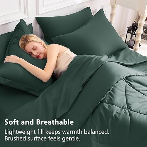 Miniatura 180 de CozyLux Juego de edredón de tamaño Queen, rojo burdeos, toda la ropa de cama en una sola bolsa, 7 piezas: edredón, fundas de almohada y de almohada