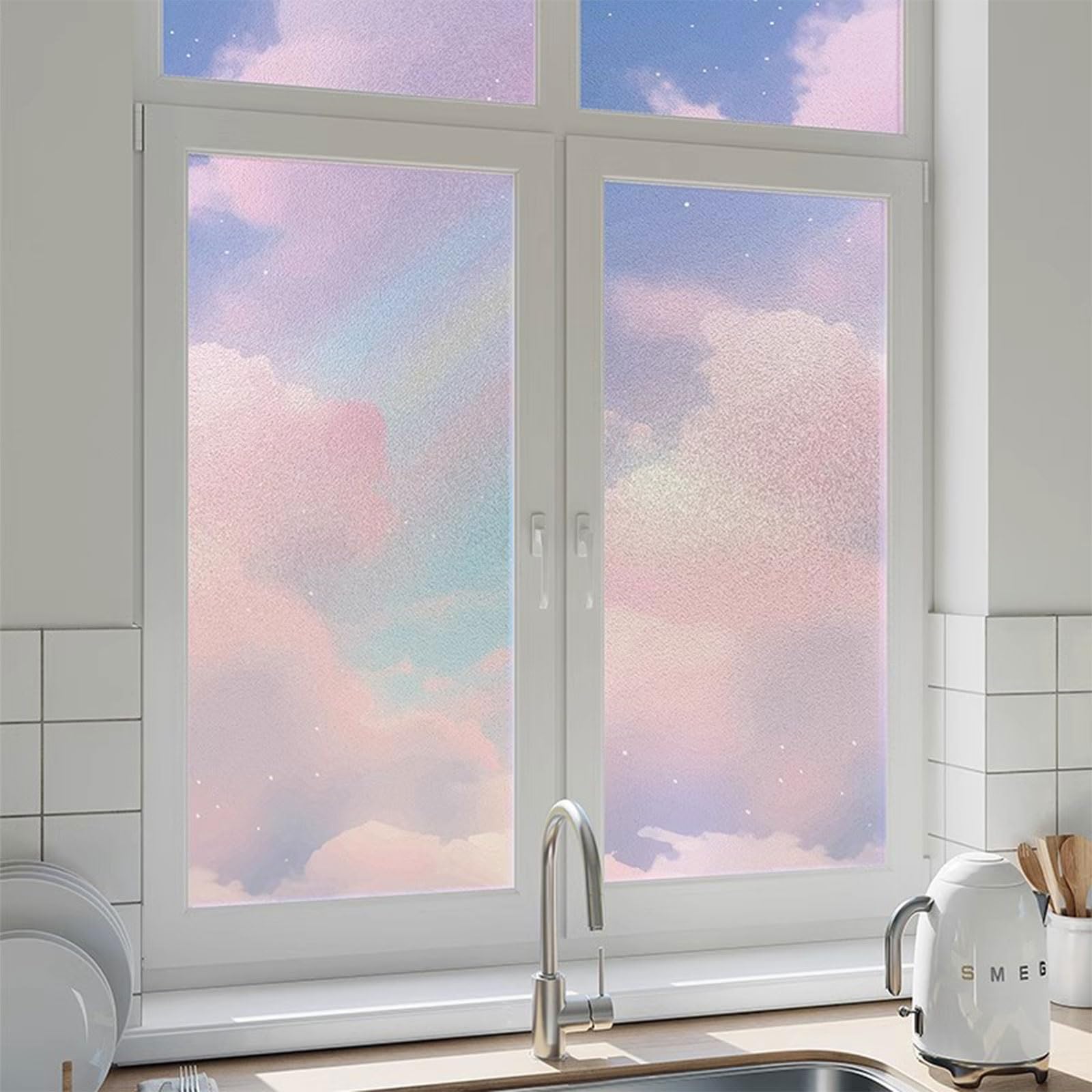 Film de protection pour fenêtre occultant et vitrage givré décoratif multicolore 30x200