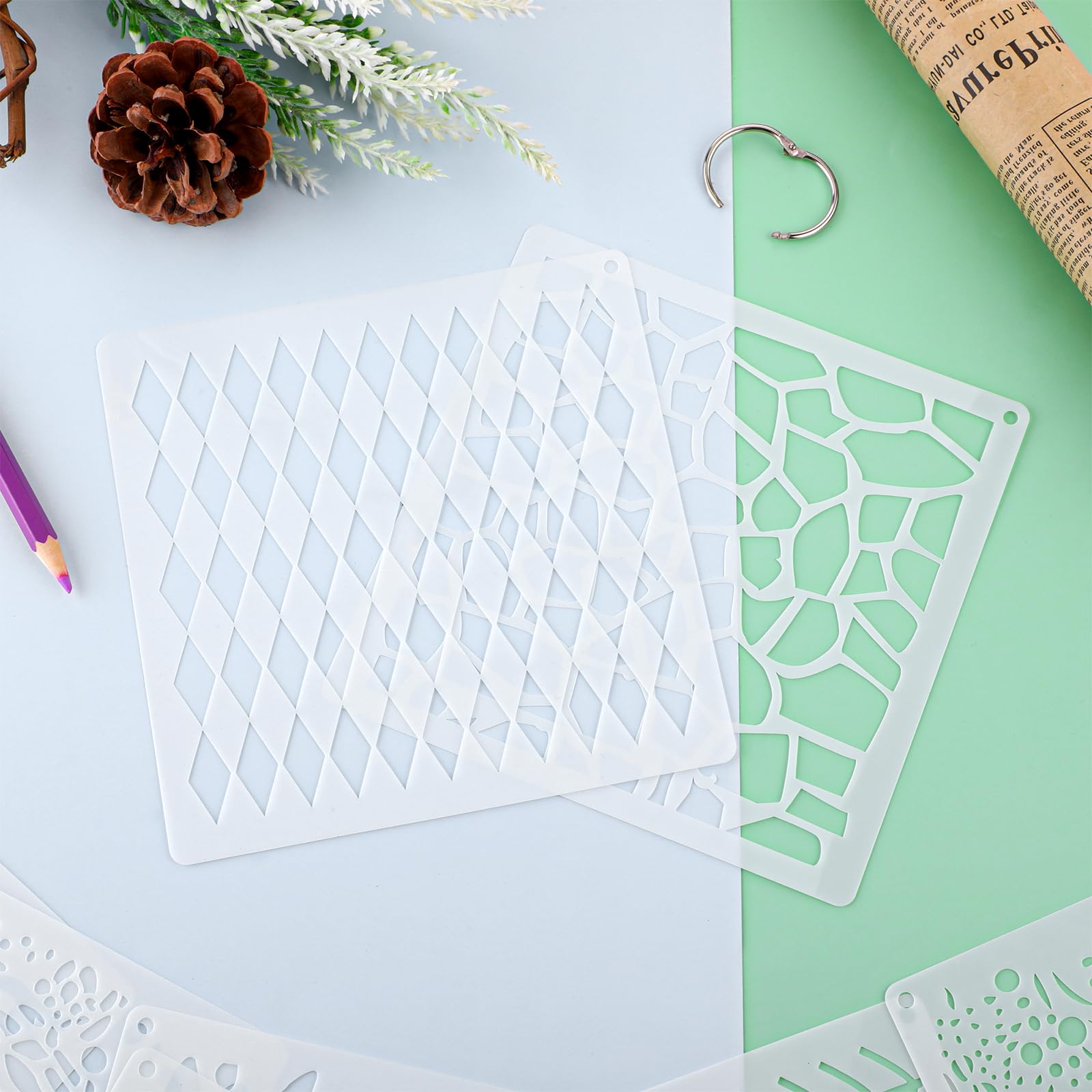 14 Stück Schablonen Wandgestaltung Set,Ymapinc Wiederverwendbar Schablone Schichtung Schablonen zum Malen Zeichnung Malschablonen für Scrapbooking Handwerk Deko