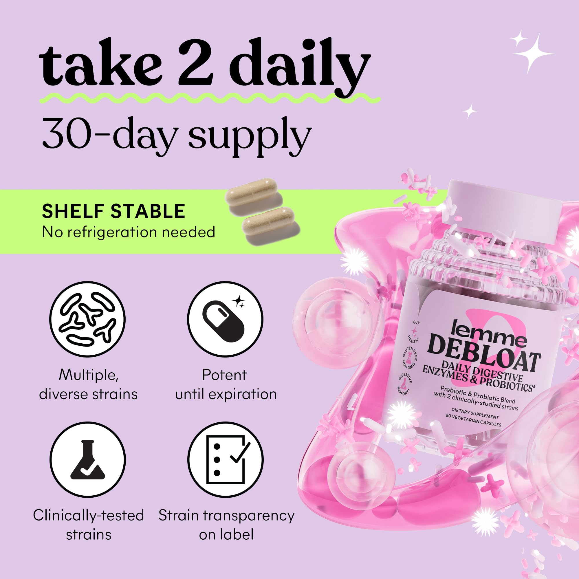 Lemme Debloat Probiotic Capsules for Bloating & Gas Relief, 30-Day Supply — Amazon image 4