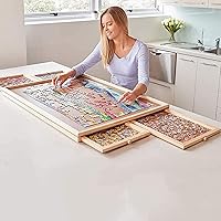 Vista 3 de YAOJIA Mesa de rompecabezas de madera, sistema de almacenamiento, mesa de rompecabezas, mesa de rompecabezas, mesa de rompecabezas, tablero