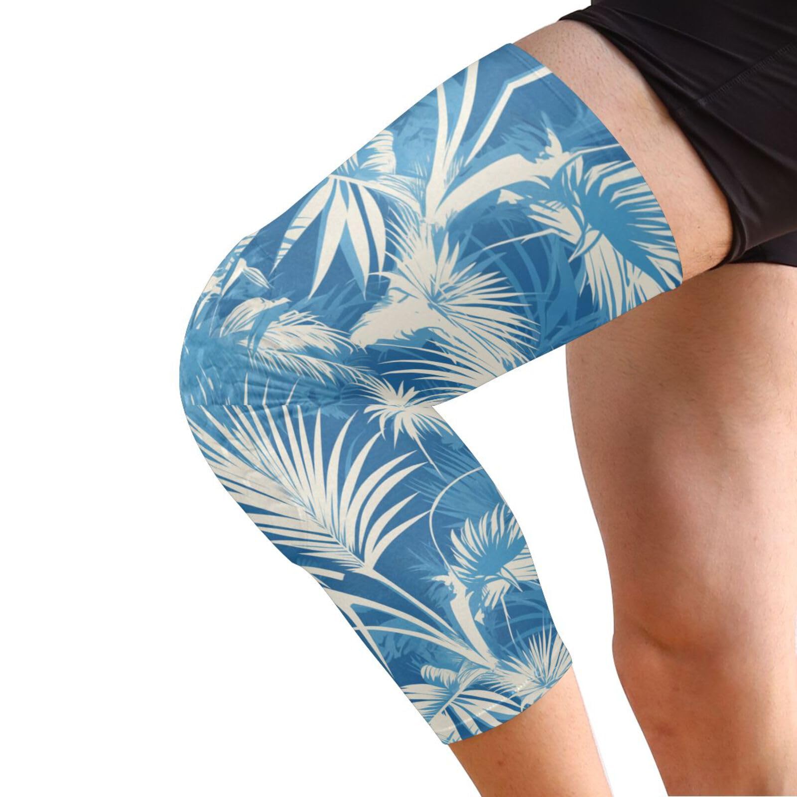 JUNZAN Retro Blue Palms Tree Basketball Knee Pads for Youth Kids Wrestling Knee Pads with Sleeves Sport Kneepads for Volleyball Football