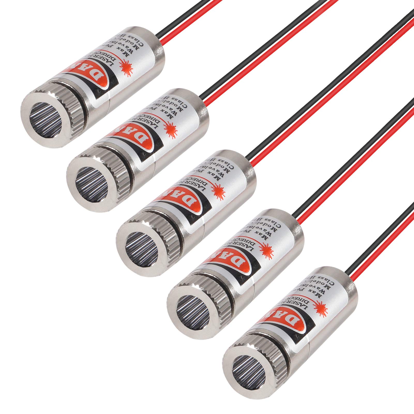 UMLIFE 5pcs 650nm 5mw Laser Head Laser Tube Adjustable Focus 3~5V Red Laser Tube for Sight Positioning Sighting Telescope (Horizontal Line)