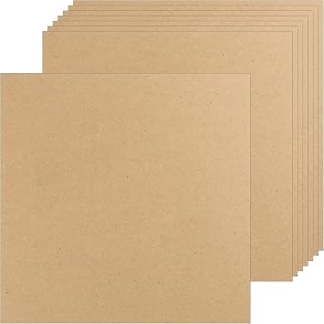 Acidea MDF Wood Board for Crafts, 12x12x1/8 Inch-3 mm Thick, 8 Pack Square Medium Density Fiberboard Unfinished Wood Art Blocks, Blank Hardboard Sheets Chipboard Panels for DIY, Painting, Engraving