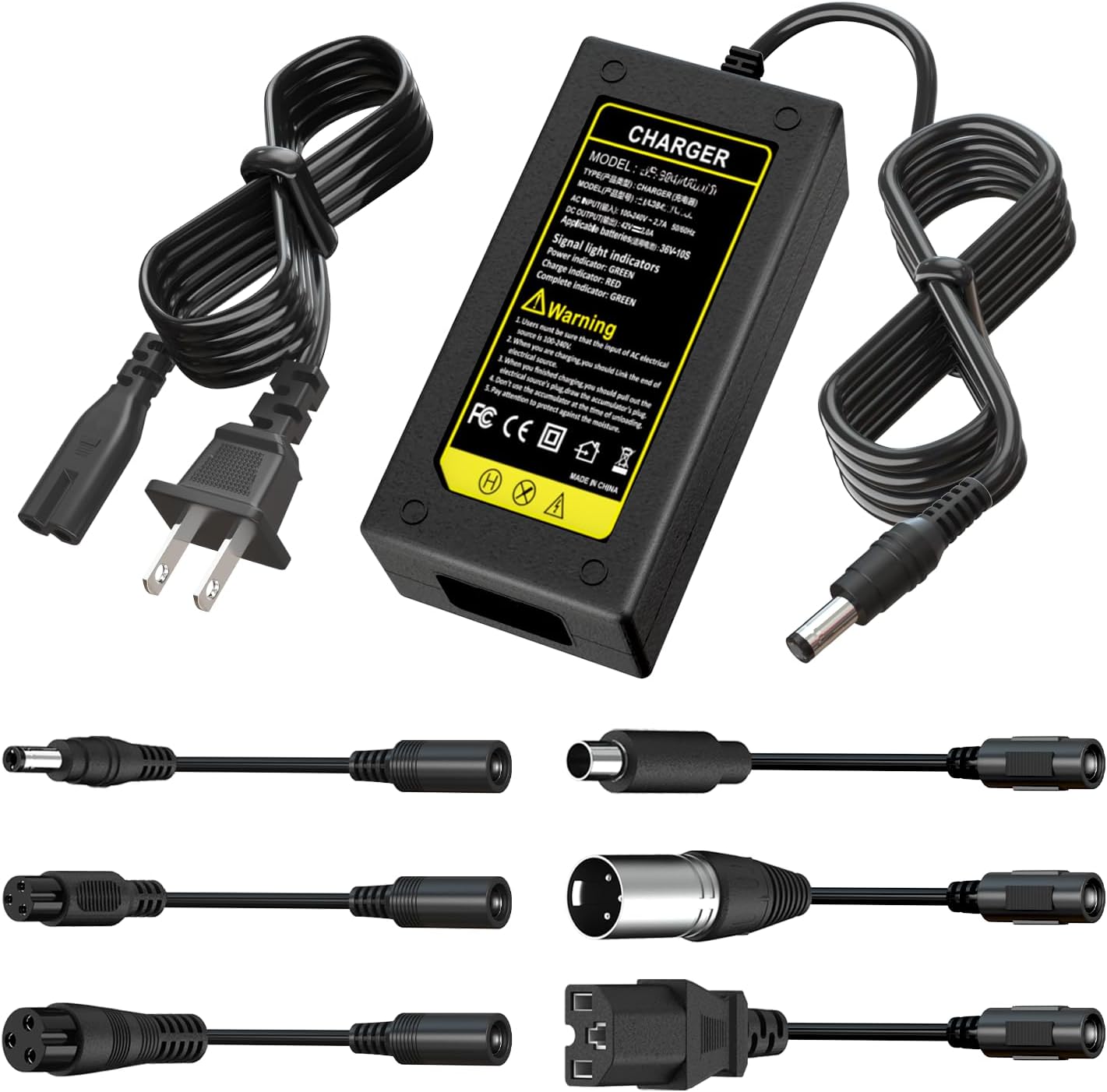 Universal 7-in-1 Replacement Charger for Razor/Jetson/Voyage, Gotrax & Ninebot - 42V 2A Fast Charger for 36V 10S Lithium Battery