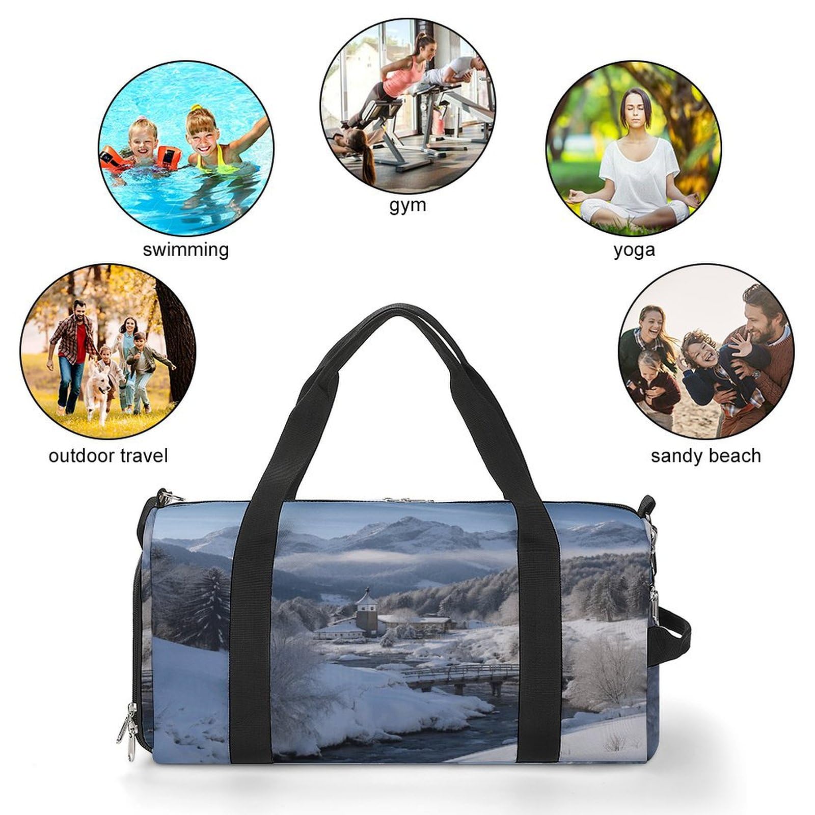 Turnbeutel für Damen Herren Winterlandschaft in den bayerischen Alpen Print Turnbeutel wiederverwendbar Turnbeutel Turnbeutel Turnbeutel mit Schuhfach Style One Size Modern, Stil:, Einheitsgröße,