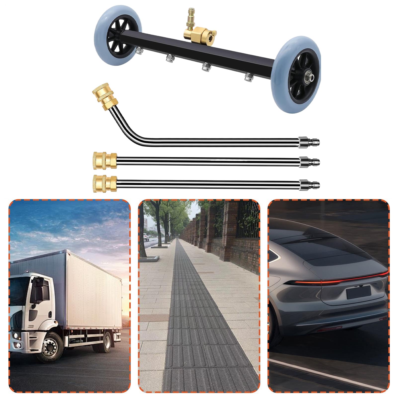 Limpieza De Bajos De Coche Limpiador De 276 Bar Con 2 Varillas De Extensión | Rociador Para Chasis 41 Cm Para Plataforma, Marco, Hormigón, Entrada, Suelo y