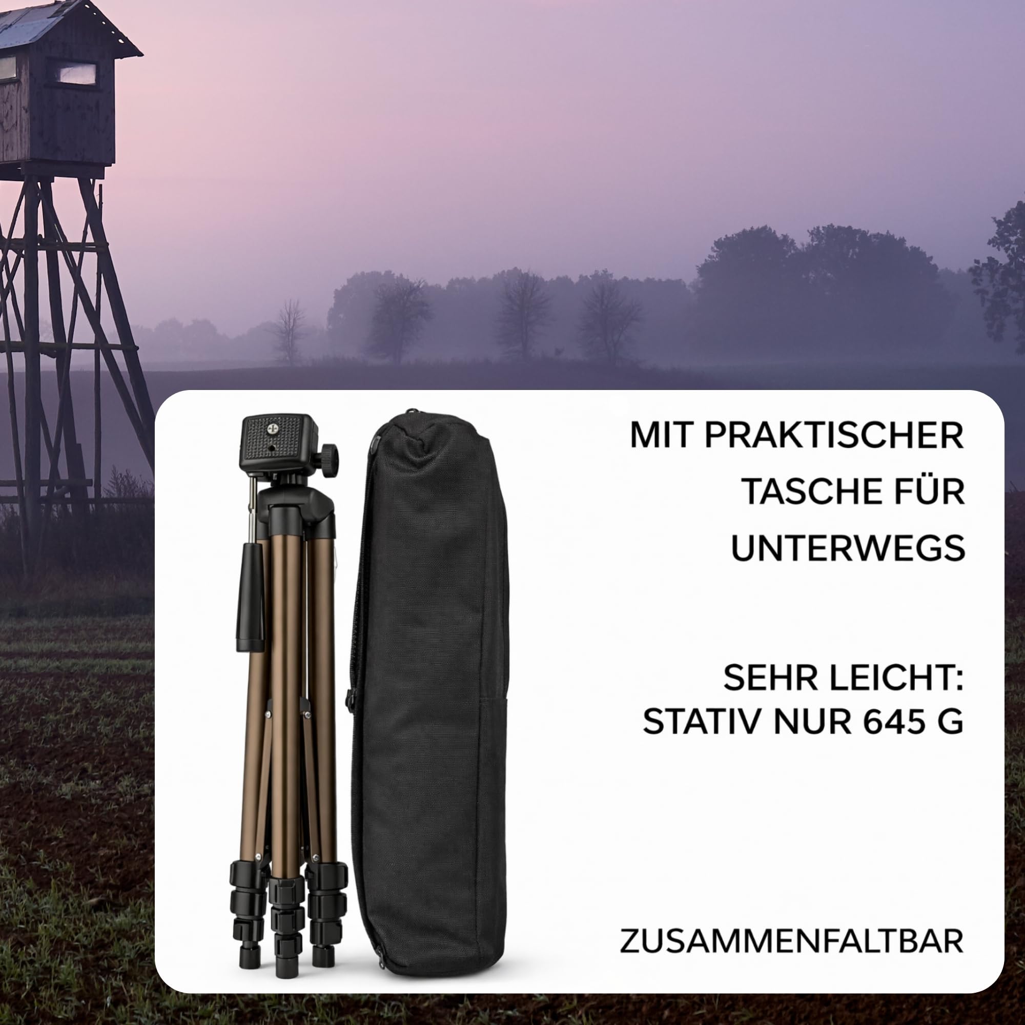 Gewehrauflage Gewehr Stativ - Leichter Schießstock Dreibein faltbar für Jagd Jäger Airsoft Paint
