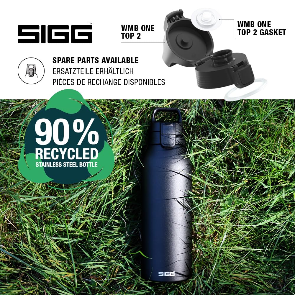 SIGG - Izolowana butelka na napoje – Shield Therm One Black – napoje gazowane – szczelna – nadaje się do mycia w zmywarce – nie zawiera BPA – 90% stal nierdzewna pochodząca z recyklingu – czarna, 1,5