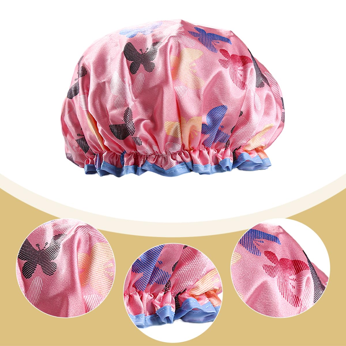 GLADFRESIT 1 Piece Shower Cap Reusable Bath Cap, Double Thickening Waterproof Shower Cap(Butterfly)