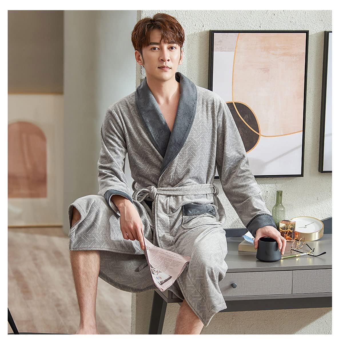 Robe de Chambre Homme en Polaire Coupe Élégante de Haute Qualité