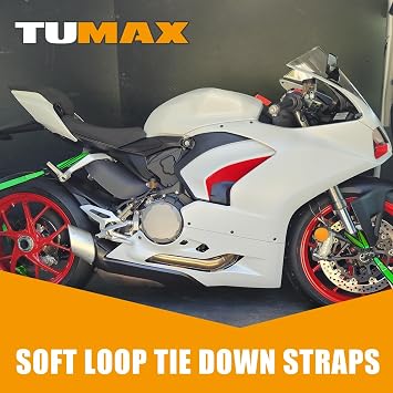 Soft Loop Tie Down Straps - 0.95 x 14 inches, 3300lbs Breaking Strength, Soft Loops for Securing ATV, UTV, Motorcycles, Scooters, Dirt Bikes, Lawn & Garden Equipment, 6 Pack (Green)