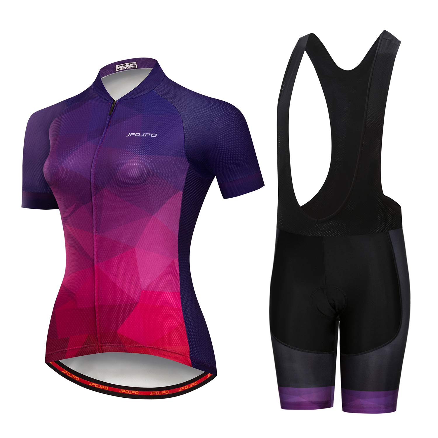 Ensemble maillot de cyclisme pour femme à manches courtes + short de vélo rembourré 5D à séchage rapide réfléchissant 3 poches S-3XL