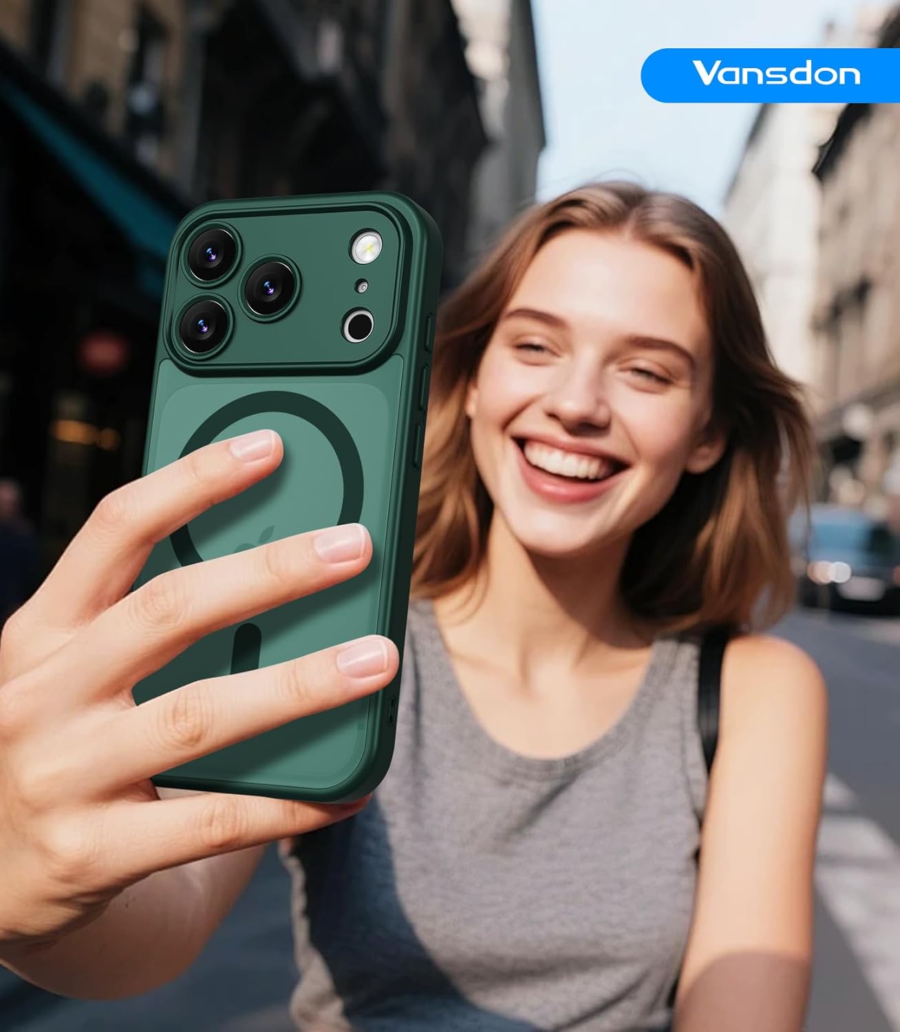 for iPhone 17 Pro Case, Compatible with MagSafe, Magnetic Translucent Matte Slim Protective Cover with 1 Screen Protector - Military-Grade Drop Protection (Dark Green) - Image 7