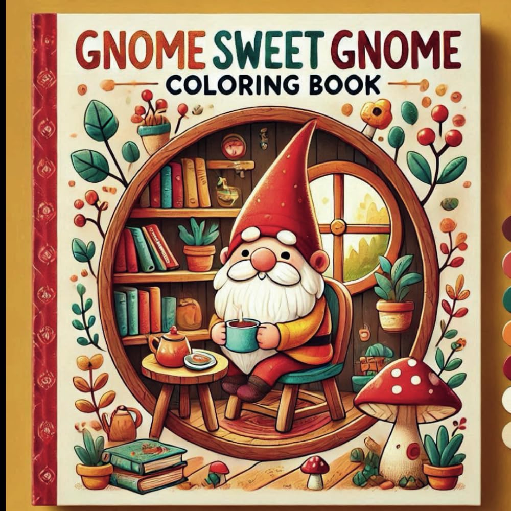 GNOME SWEET GNOME COLORING BOOK: Cute and easy coloring book for relaxation