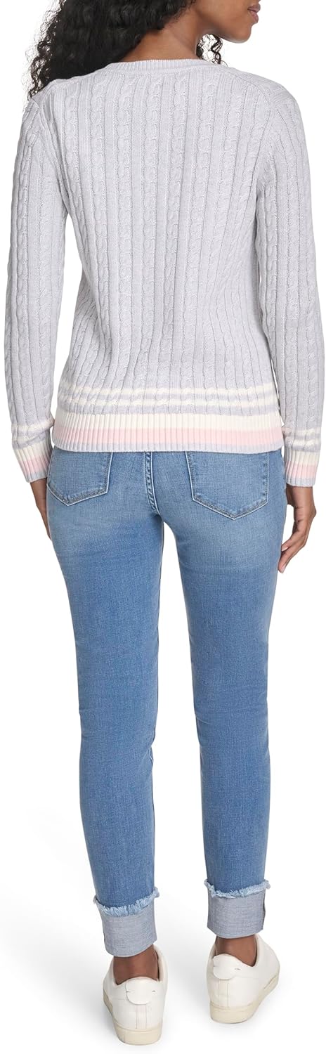 Tommy Hilfiger Womens Cotton Crewneck Cable Sweater - Image 4
