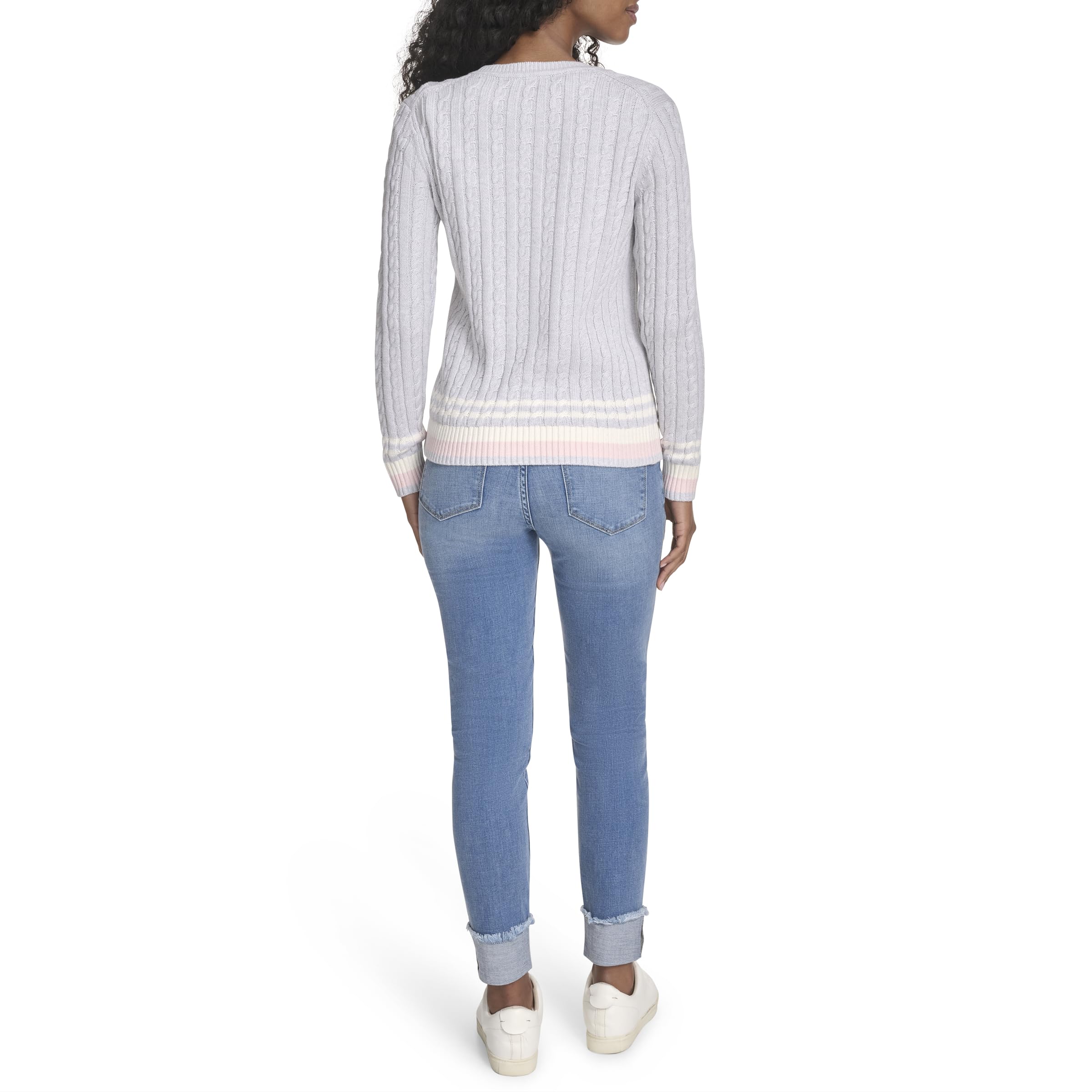 Tommy Hilfiger Damen Cotton Crewneck Cable Sweater Pullover