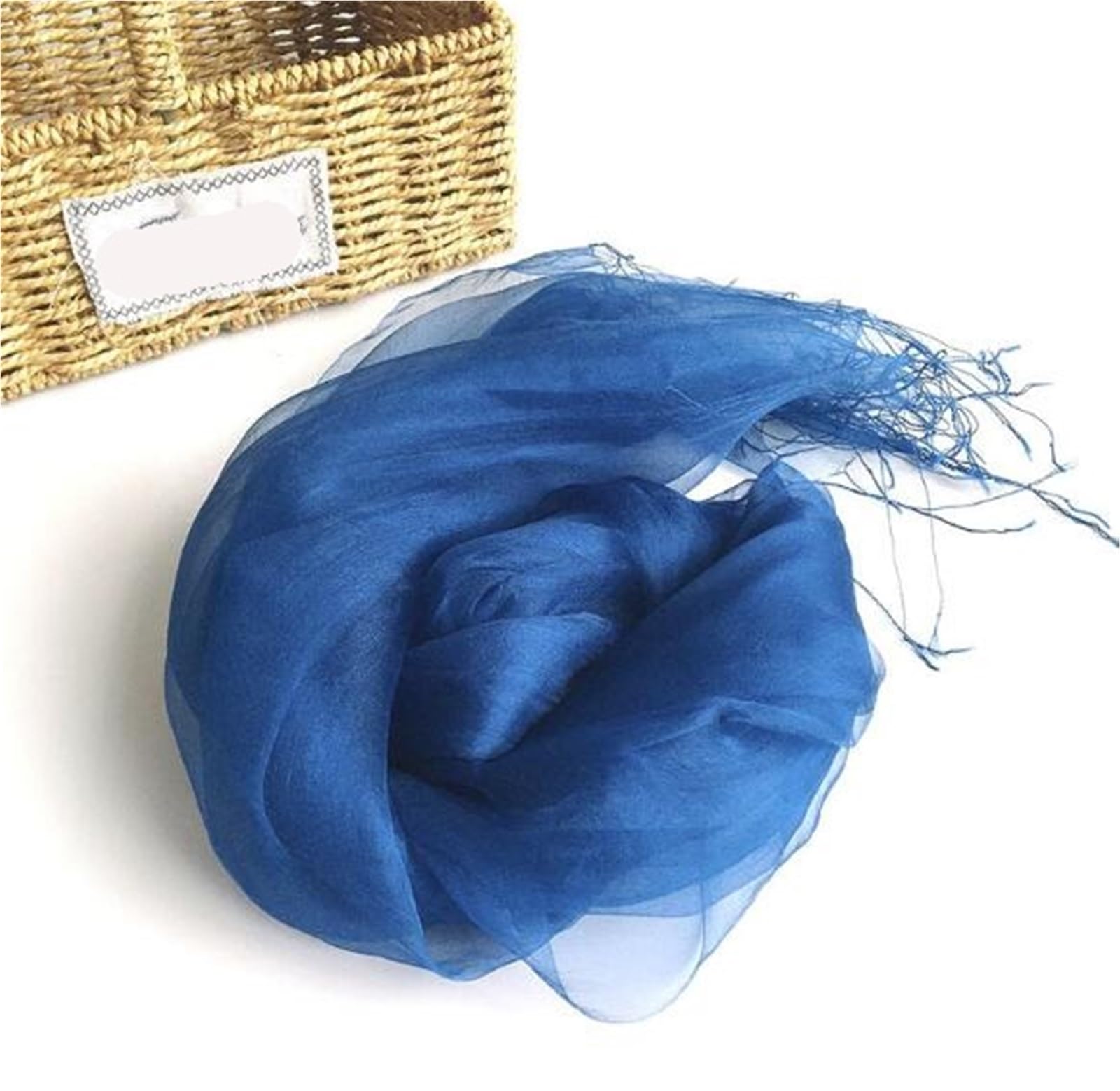 Primaverile Grande Leggera Sciarpa di seta da donna colore blu scuro lunga con scialle semplice alla moda