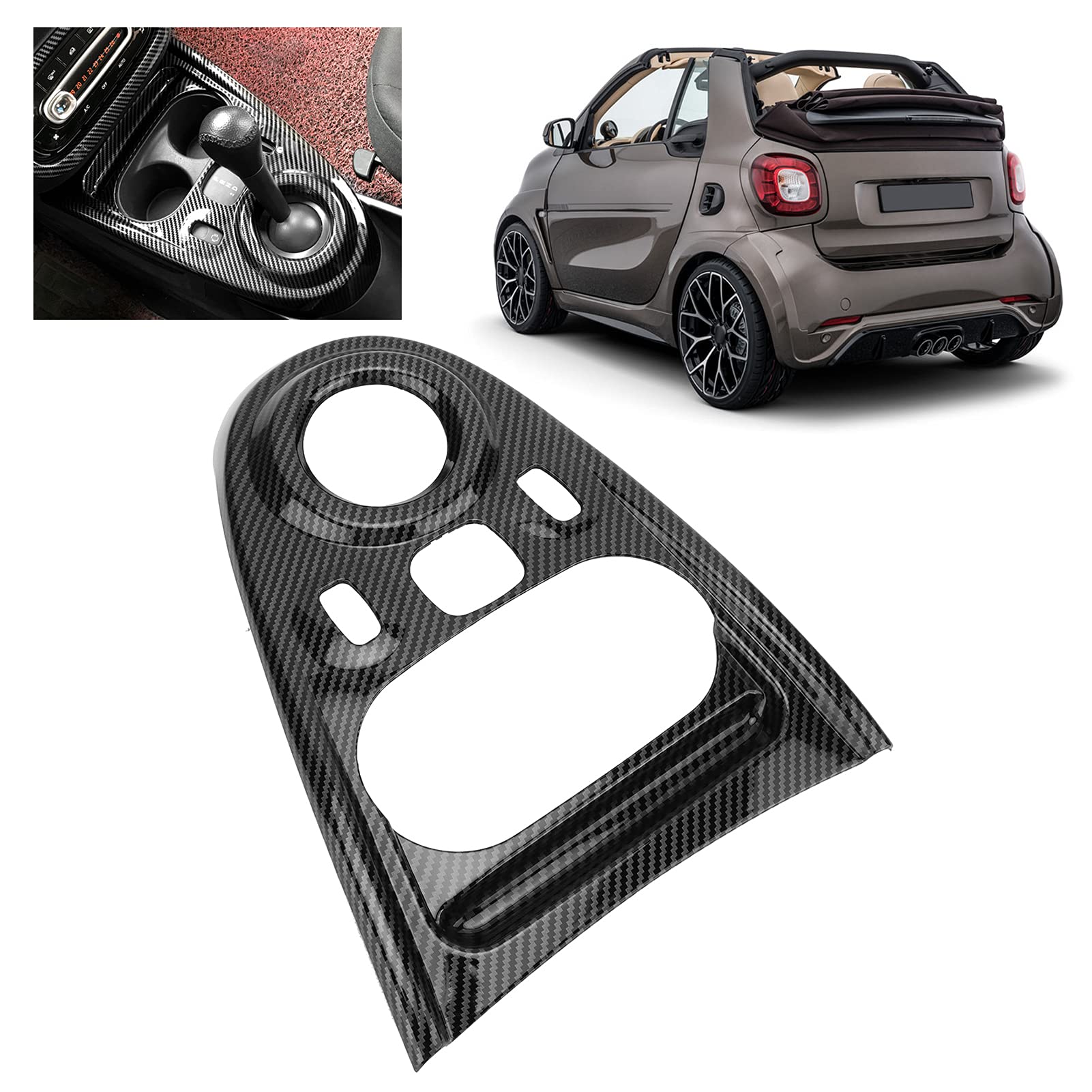 Fydun Copertura Pannello Cambio, Stile in Fibra di Carbonio Guida a Sinistra Decorazione del Pannello del Cambio Accessori Interni Auto per Smart Fortwo/Forfour 453 2015-2021