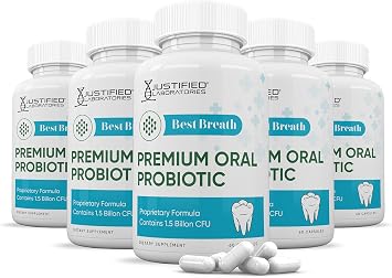 Justified Laboratories 5 Pack Best Breath 1.5 Billion CFU Probiotic Oral Support 300 Capsules