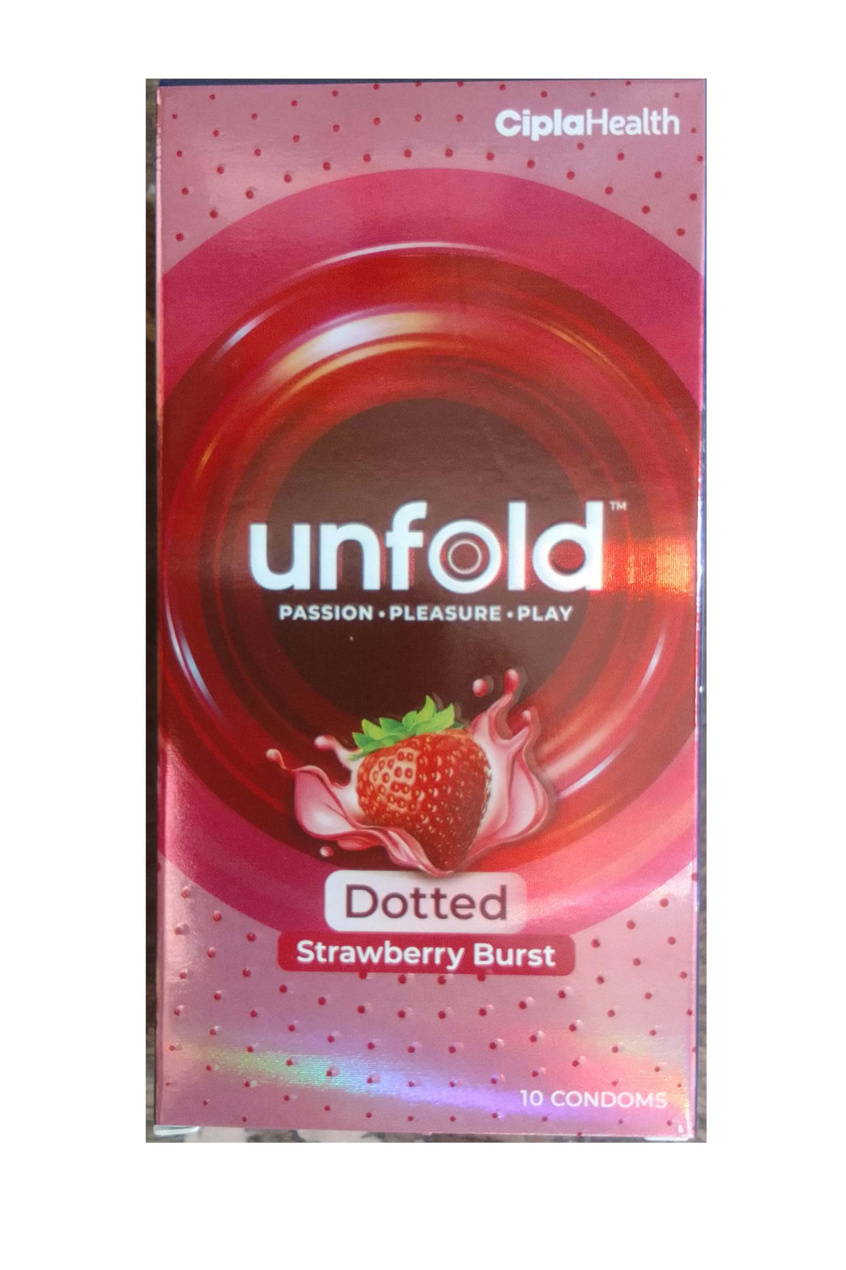 UNFOLD Dotted Strawberry Flavoured Condoms, Pack of 40 (4x10), Pleasure Series-image-21