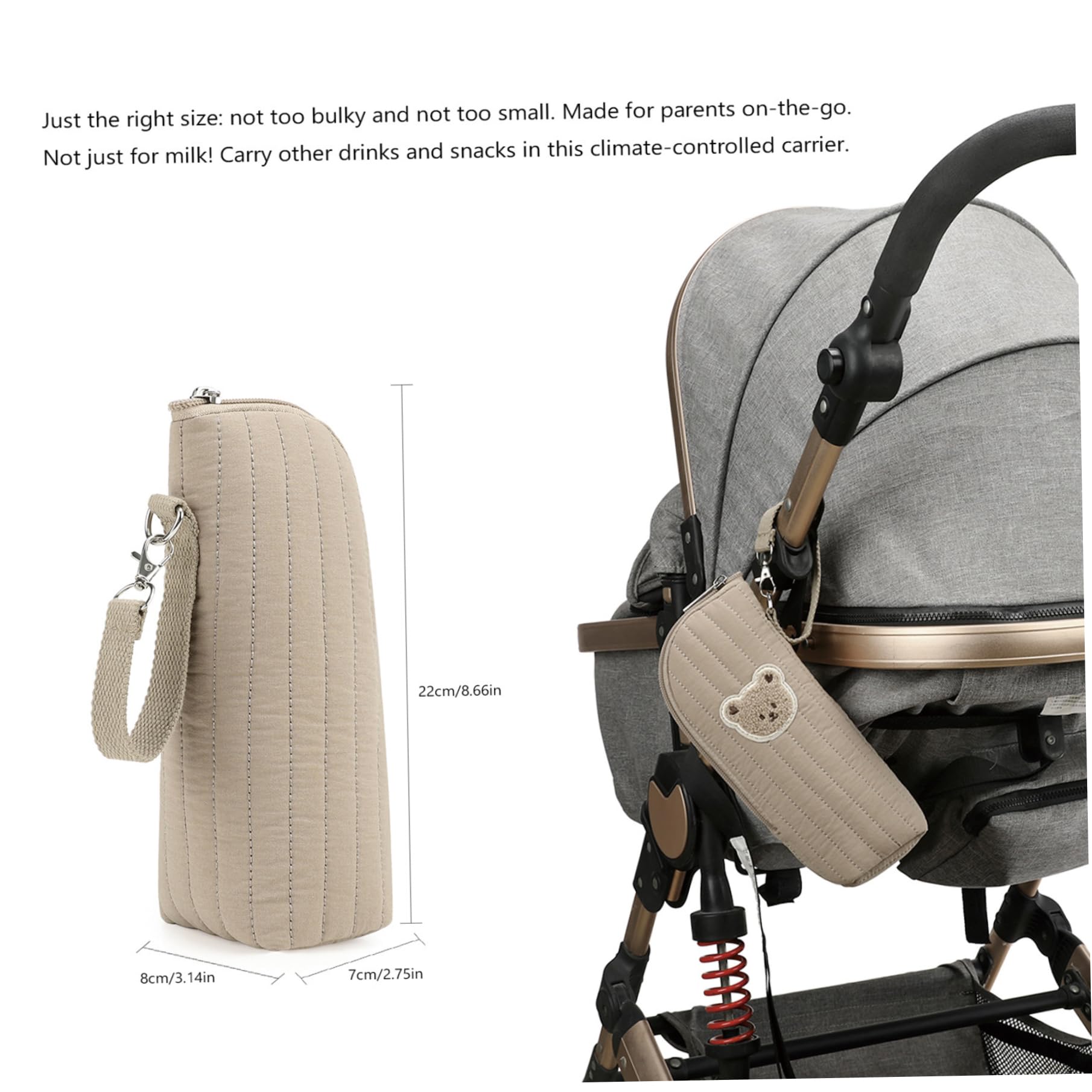 Sac isotherme pour biberon, chauffe-biberon portable avec adorable ours, fourre-tout thermique pour poussette et sac à langer, garde les boissons au chaud ou au frais lors de vos déplacements