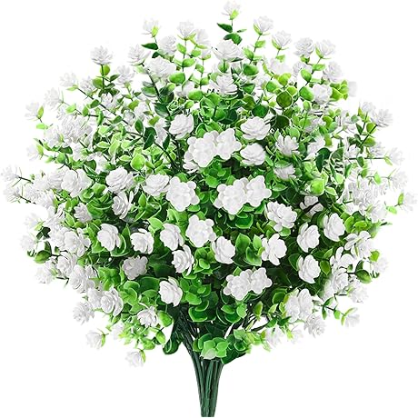 GREENRAIN Artificial Flowers Outdoor Fake Flowers for Decoration UV Resistant No Fade...