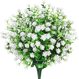 GREENRAIN UV Resistant Fake Flowers Outdoor White