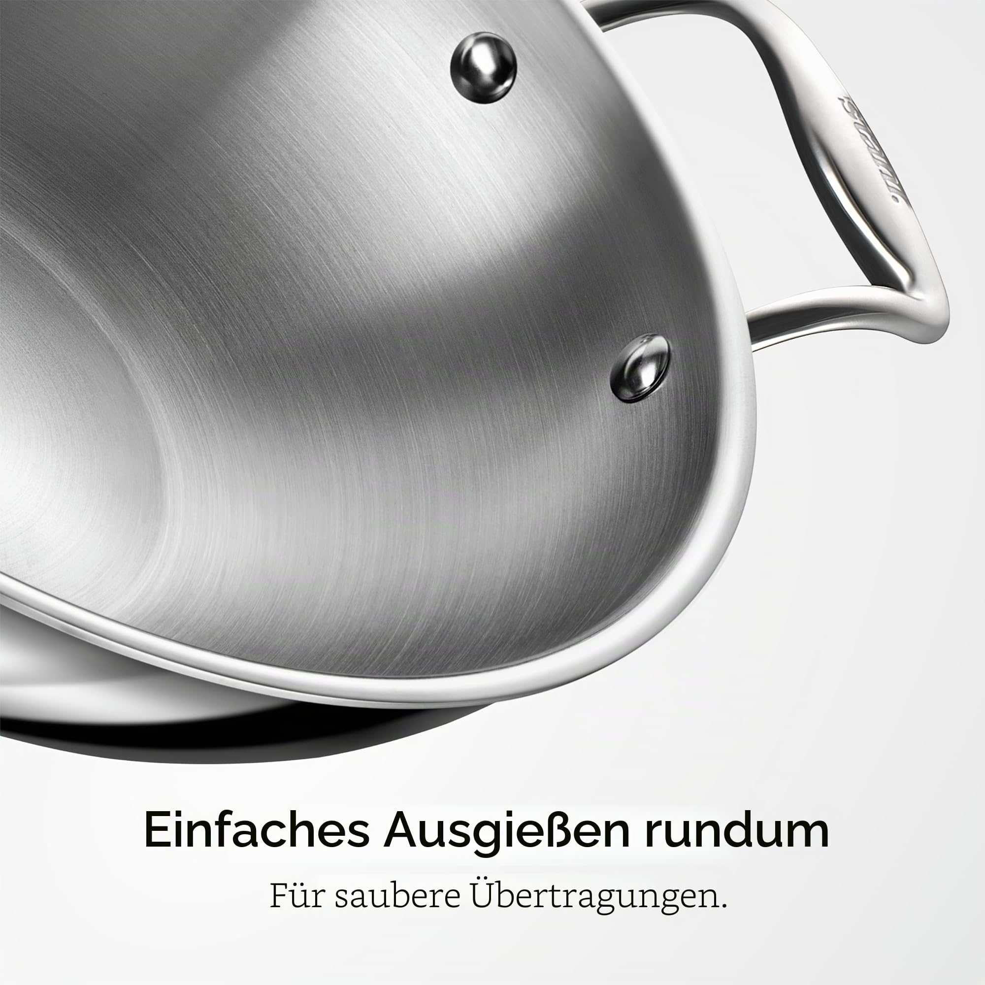 Stahl Edelstahl Triply Wok mit Deckel | Edelstahl-Kochgeschirr Triply Wok | Gas- & Induktionsboden | Ø 34 cm | 8 L (für 8-10 Personen)
