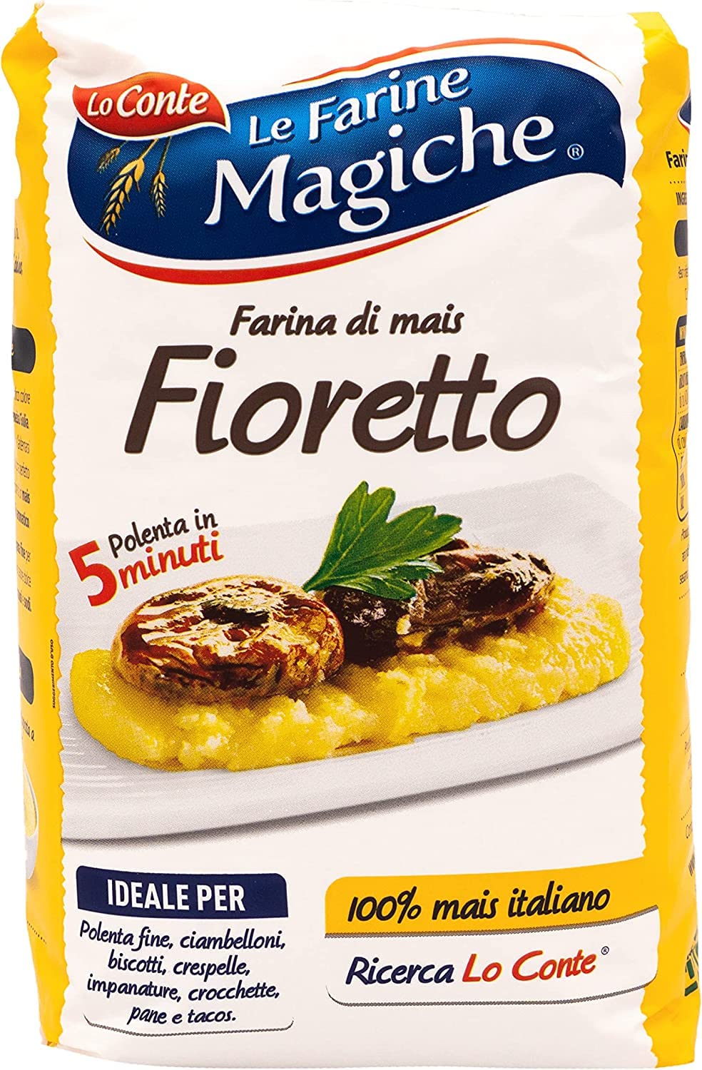 6x Lo Conte Le Farine Magiche Mehl Farina Di Mais Fioretto Maismehl für Polenta 1kg