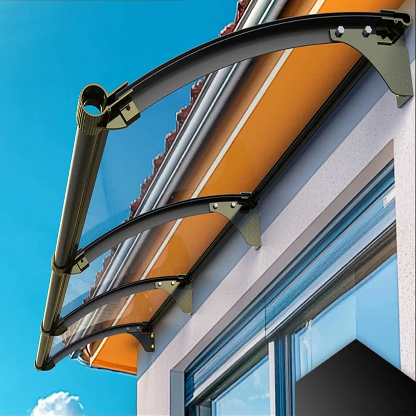 Auvent de porche anti fuite et anti UV avec grand panneau polycarbonate solide 100x450