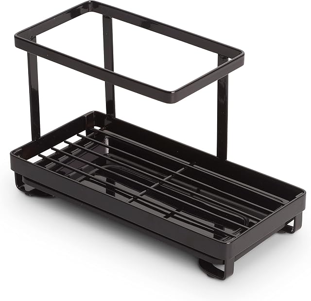 ECHTWERK Authentik Wysokiej jakości organizer do zlewozmywaka ze stali nierdzewnej z ociekaczem, Black Edition, 23 x 14 x 10 cm