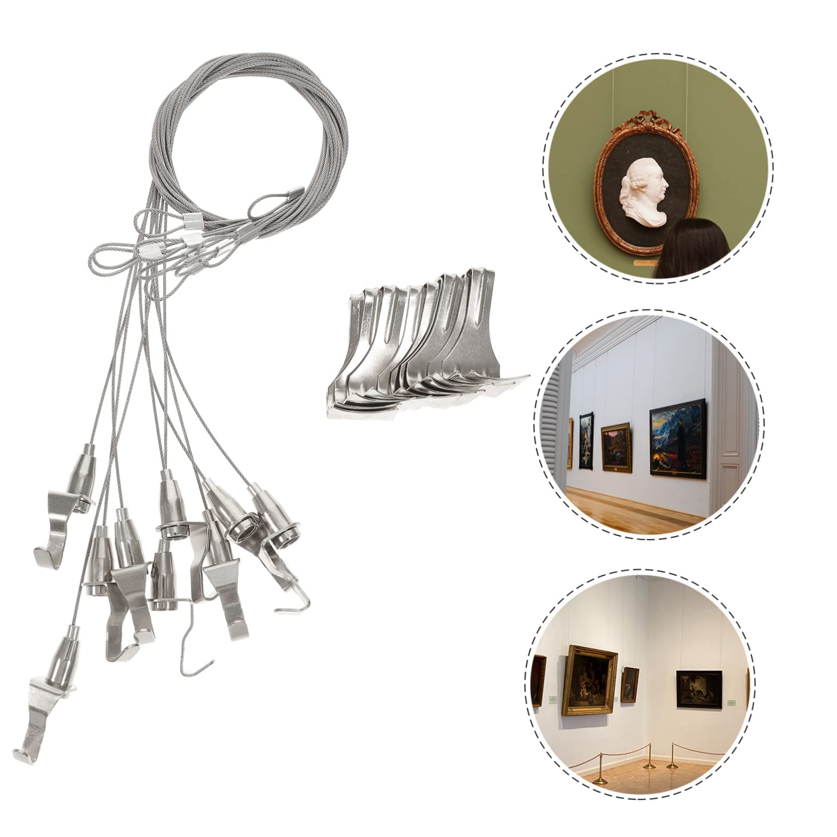 NUOBESTY 5 Juegos Gancho De Riel De Imagen Caballete Regulable Colgador Cuadros Deber Ganchos De Trabajo Pesado Cable Electrico Alambre para Colgar Maceta Alambre Colgante Silver 10 Uds * 5