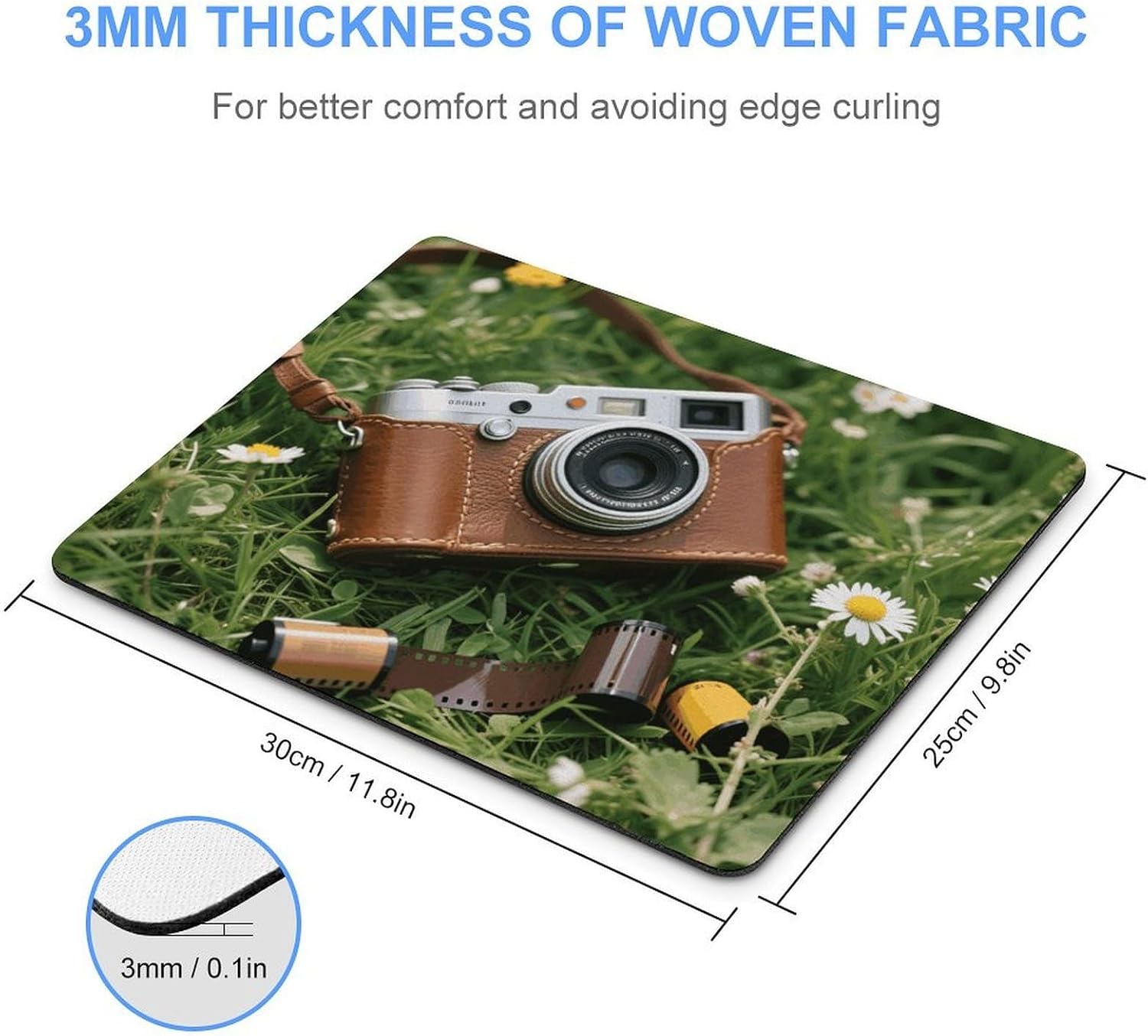 Vintage Leather Camera Square Mouse Pads Non-Slip Rubber Base Mouse Mat Cute Mousepad Funny Computer Desk Accessories for Office Home Gaming Work 25 * 30cm image 2