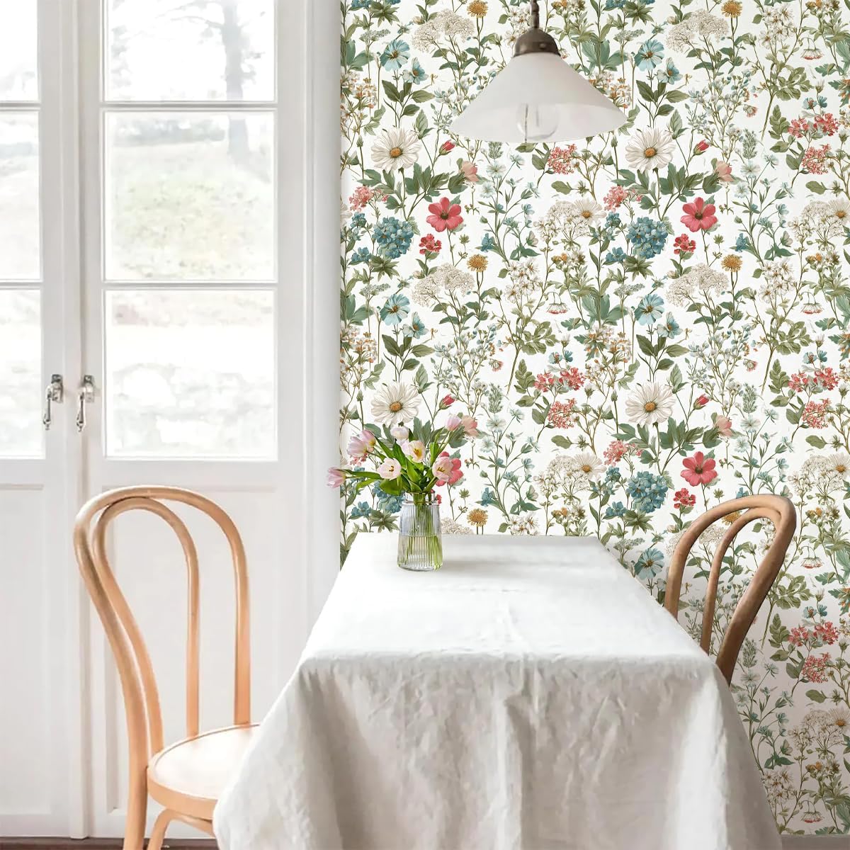 Floral Peel and Stick Wallpaper Vintage Floral Contact Paper 16.9inch x 118.1inch Colorful Flower Peel and Stick Wallpaper Boho Removable Self Adhesive Contact Paper for Cabinets Decor Vinyl
