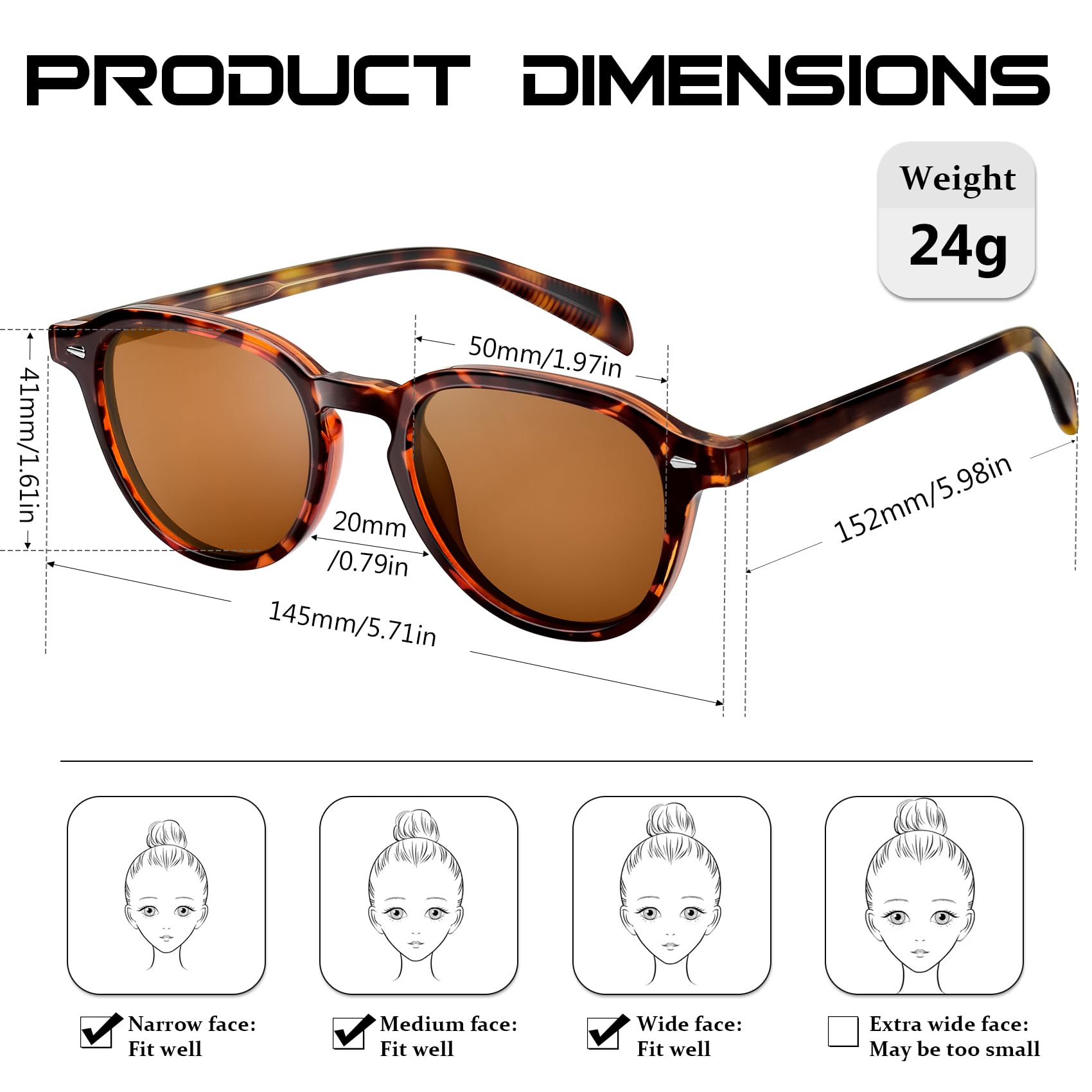 KANASTAL Gafas de Sol Polarizadas Montura TR90-Acetato con Estuche de Cuero para Mujer y Hombre Protección UV400, Conducir, Uso Diario, Viajar